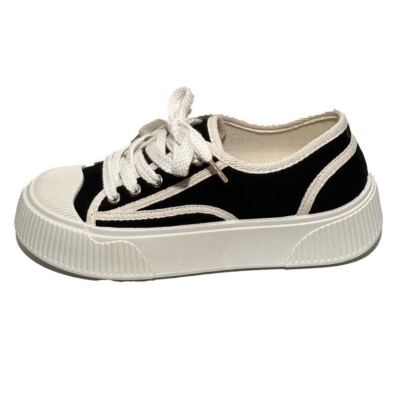 Popular platform canvas shoes spring and autumn ins tide 2025 new niche versatile casual student white shoes women's shoes