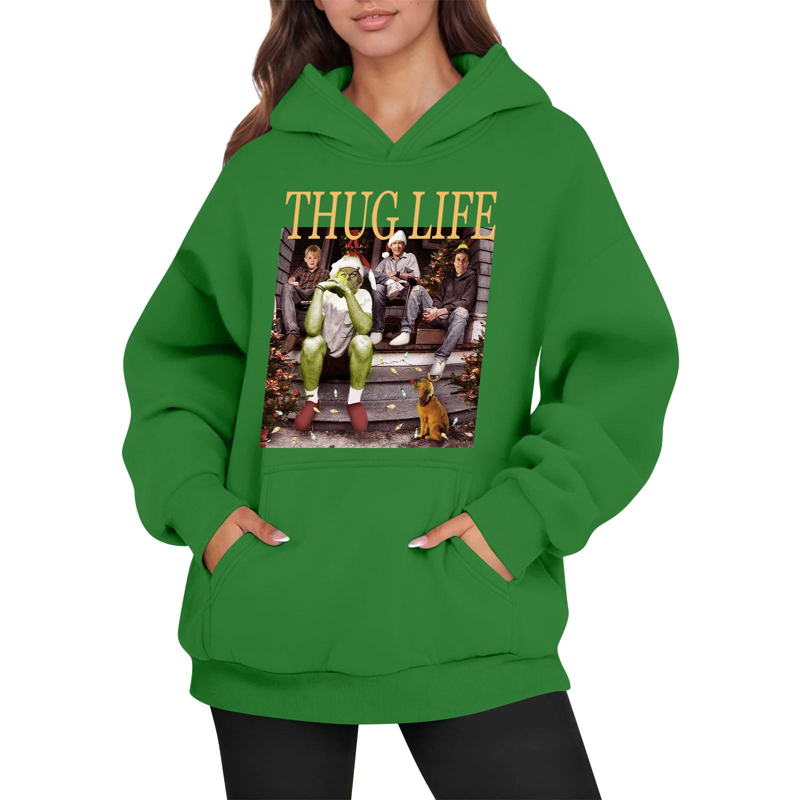 

Женская мода, женский легкий пуловер с длинными рукавами и карманами, толстовка с капюшоном в стиле консервативного стиля XL темно-зеленого