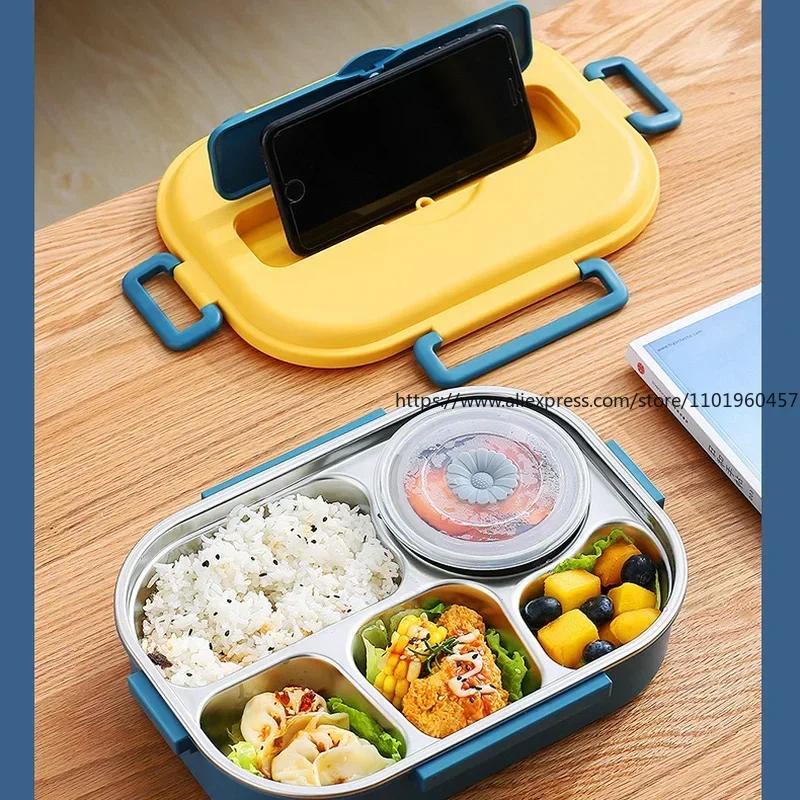 Portable Kids Lunch Box with Compartment 18/8 Stainless Steel Container for Children School Picnic Bento Food Box Lunchbox