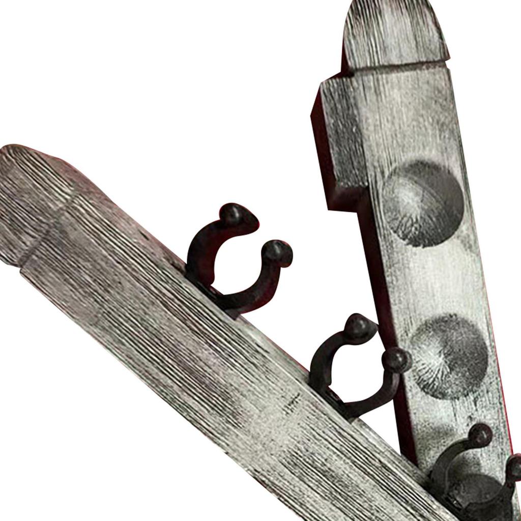 2 Pcs 4 Racks Wall Mounted Table Poles Clip Accessories Wooden Clips Pole Organizer Storage