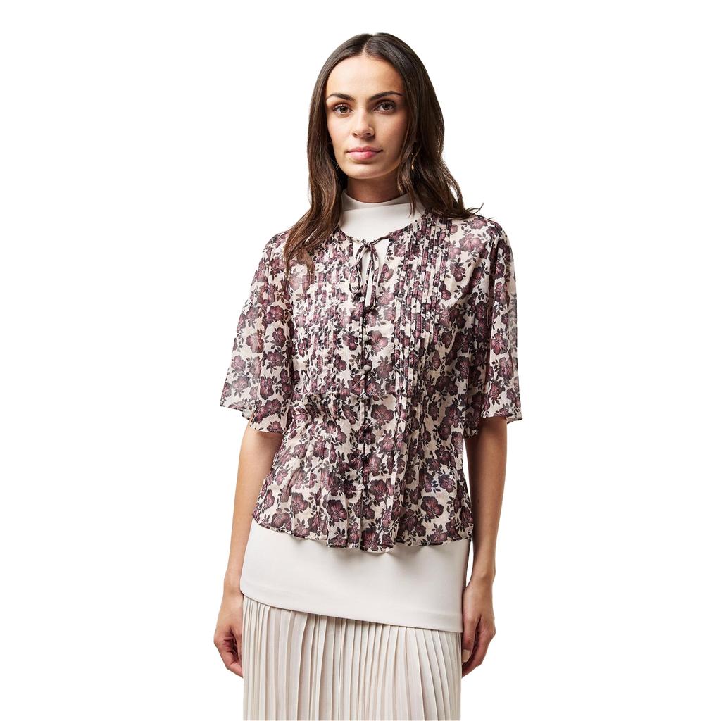 French Connection Womens/Ladies Elysian Floral Tie Neck Puff Sleeve Blouse