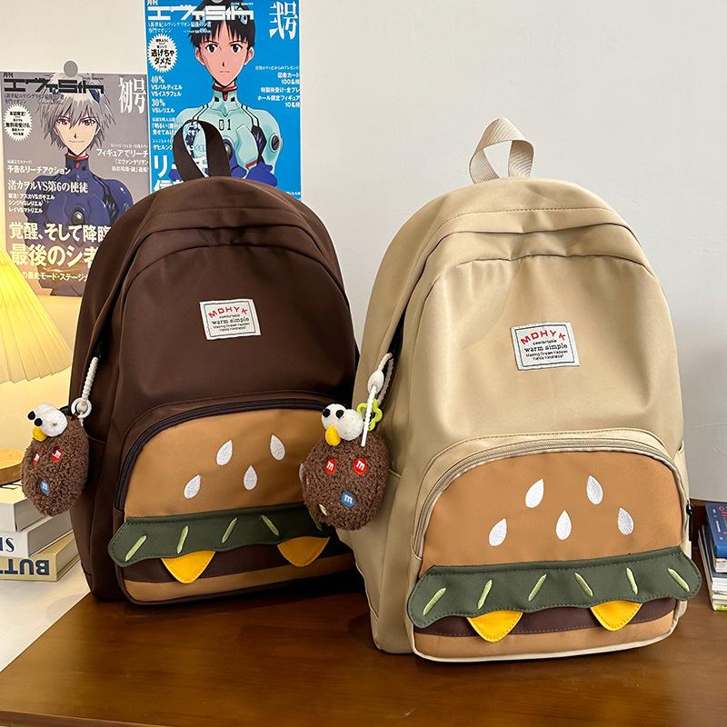 Korean Version of Niche Design Sense Hamburger Cute Large Capacity Campus Casual Backpack Travel Backpack Middle School Students Book