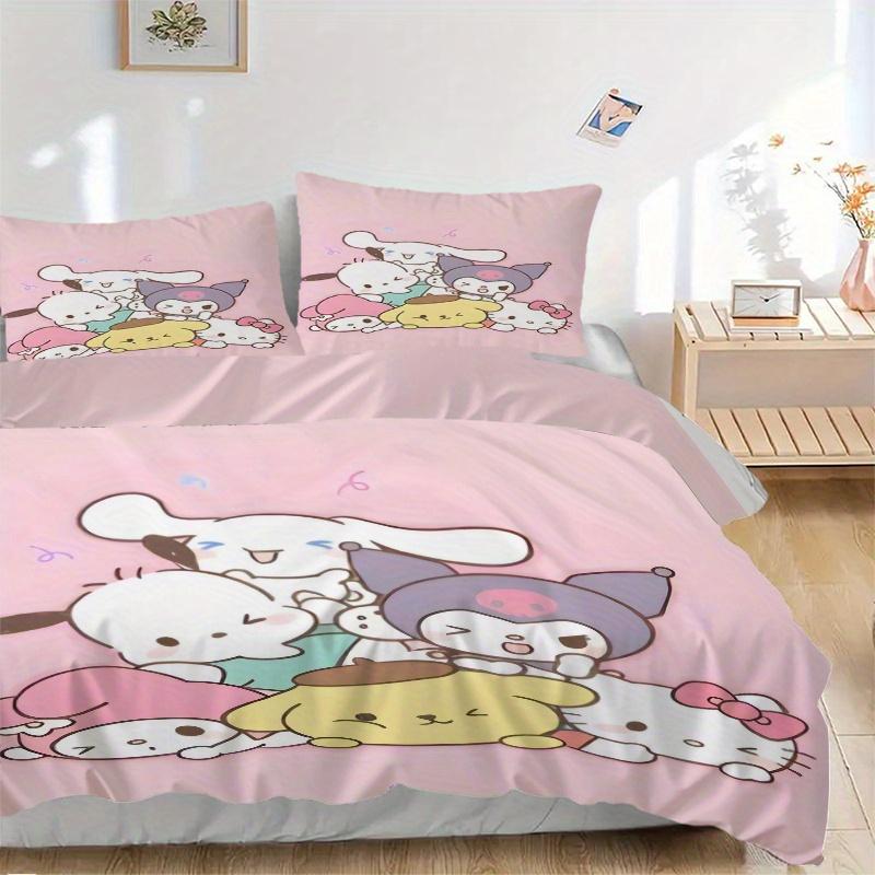 

3 шт. Милый комплект постельного белья Sanrio - 1 мягкий пододеяльник + 2 наволочки, Подходит для всех сезонов. W029 135x200cm