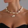 Fashion Baroque ins style special-shaped pearl necklace simple and noble double-layer stacked necklace