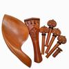Beautiful Violin Accessories Set With Engrave, Carved 4/4 Fiddle Parts Fittings Pegs Tailpiece Chinrest