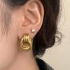 Double Hoops Earrings Gold Silver Plated Comfortable Jewelry Accessory for Trendy Women Fashionable Statement Pieces