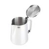Stainless Steel Coffee Cup Mug Milk Frothing Pitcher Jug with Lid for Latte Coffee Art