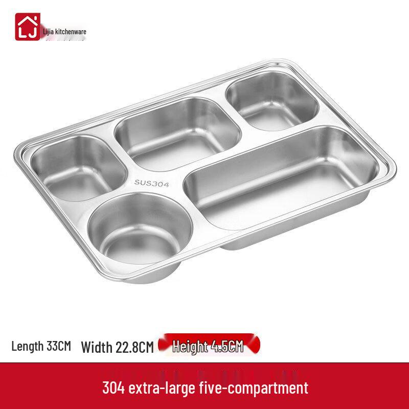 Lijia 304 Stainless Steel Divided Lunch Tray with Lid