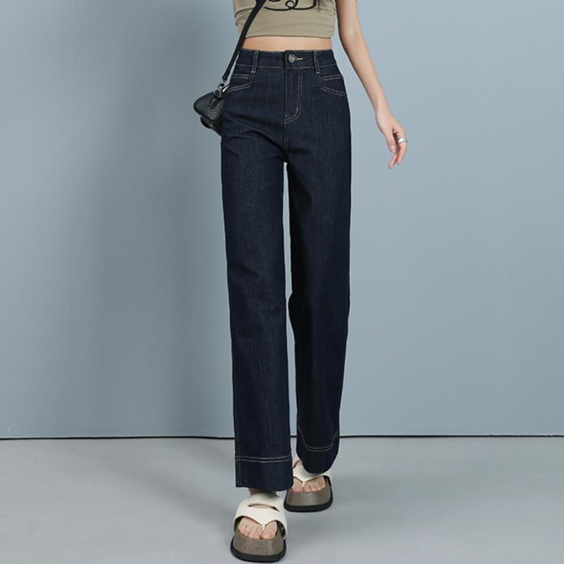DIMANAF 2025 Spring Plus Size Jeans Long Harem Pants Women Casual High Waist Elastic Basic Straight Trousers Maxi