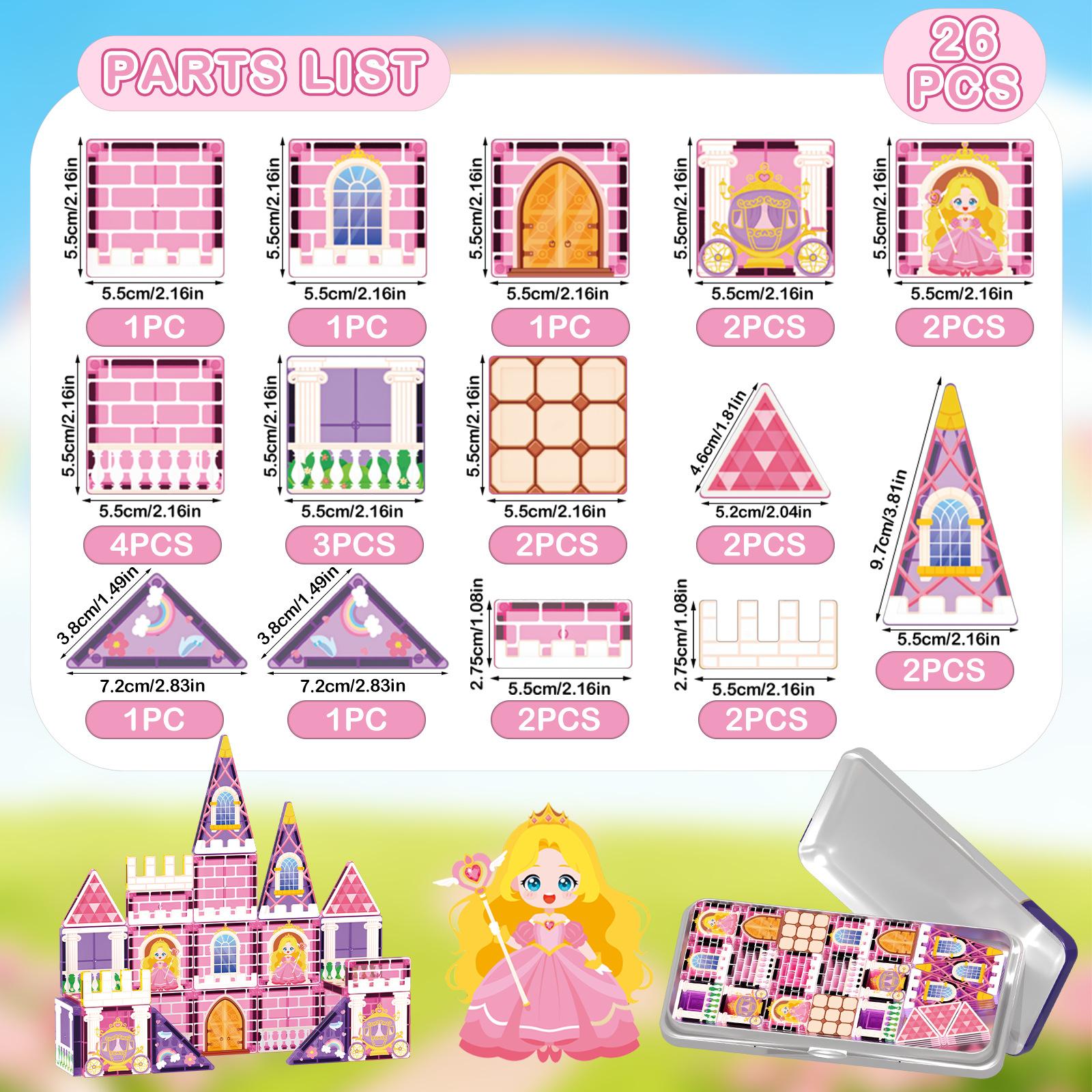 Magnetic Building Blocks for Kids - Princess Castle Magnetic Tiles Toys for 3-8 Year Old Girls & Boys Birthday Xmas Gifts - STEM Educational Toys