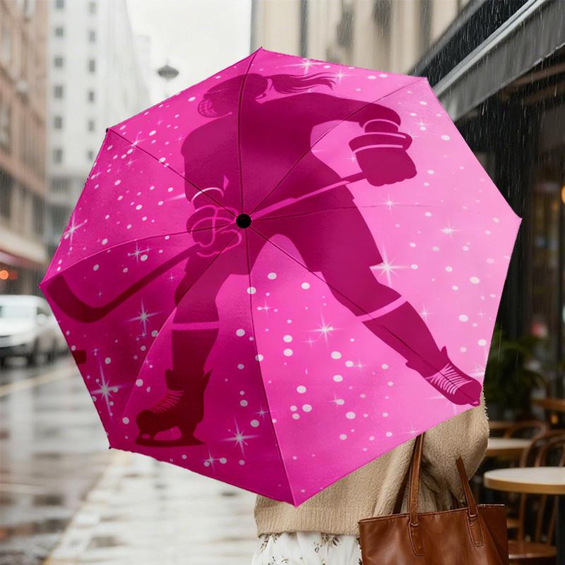 1pc Hockey Player Pattern Umbrella Design Automatic Opening and Closing Umbrella, High-quality Travel Umbrella, c1128236