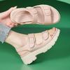 Summer Fashion 2026 Women Round Toe Buckle Strap Plus Size Shoes for Women 35-41 Platform Wedge Sandals Non-slip Beach Shoes