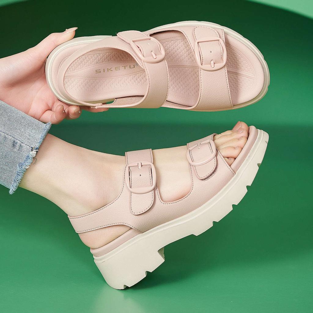 Summer Fashion 2026 Women Round Toe Buckle Strap Plus Size Shoes for Women 35-41 Platform Wedge Sandals Non-slip Beach Shoes