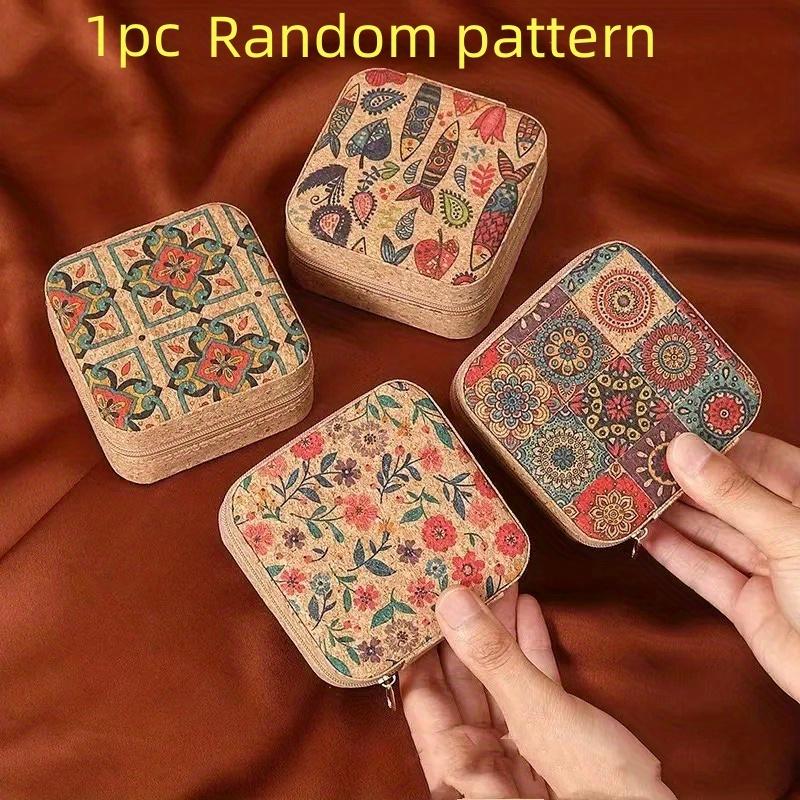 Portable Vintage European Cork Jewelry Box for Rings, Earrings, Bracelets, Necklaces with Lid - Perfect for Travel and Daily Organization