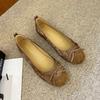 W981-1 French Flat Bottom Shallow Mouth Single Shoes Women's Shoes 2025 New Retro Suede Fairy Wind Ballet Beanie Shoes