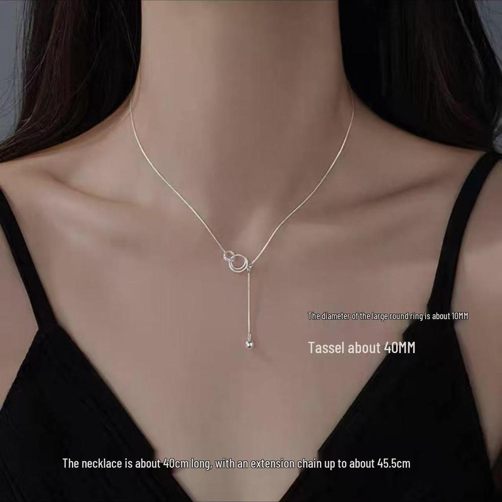 925 Sterling Silver Round Necklace - Light Luxury 2025 High-End Clavicle Chain Choker for Women