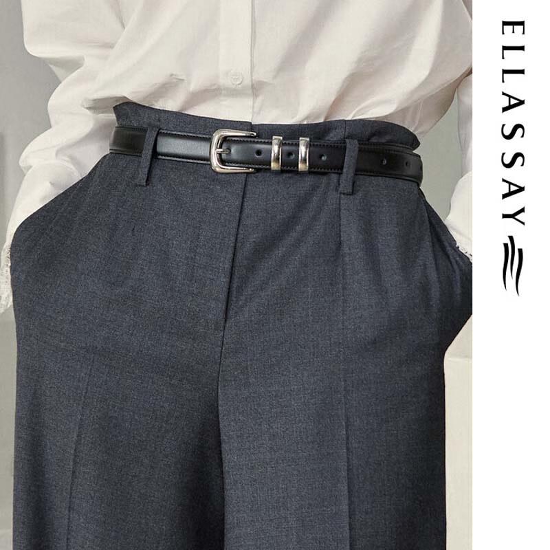 ELLASSAY Women's Elegant Wide-Leg Wool Trousers