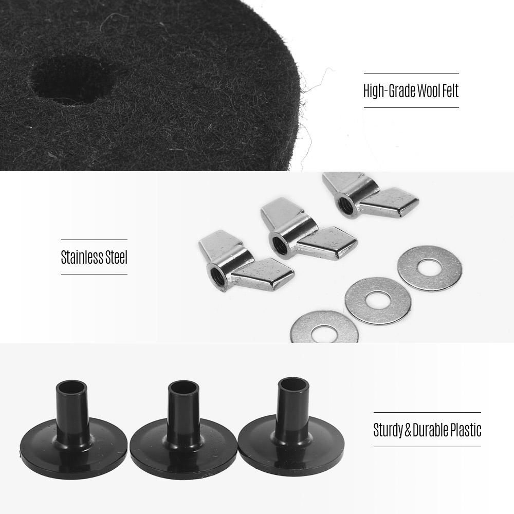 Pack of 18 PCS Drum Kit Accessories Set Cymbal Stand Felts Hi-Hat Clutch Felts Hi Hat Cup Felts Cymbal Wing Nuts Cymbal Sleeves and Metal Gaskets
