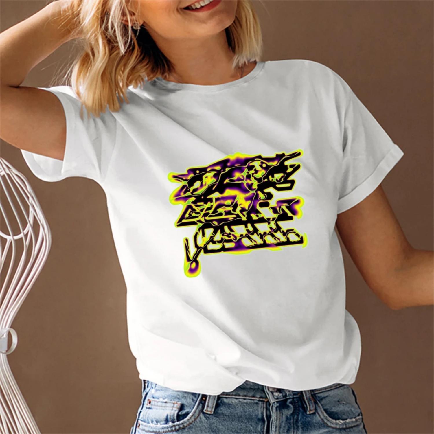 Women s T-Shirt Y2K Graphic Print Short Sleeve Round Neck Streetwear Trendy 2023 Fast Ship S