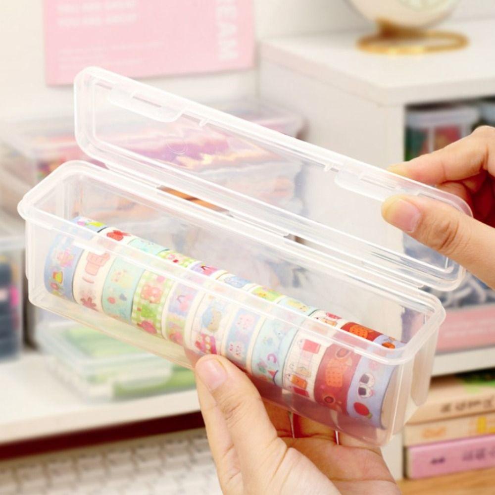 Buckled Desktop Storage Box Transparent Stationery Box Waterproof Pencil Case  Organizer