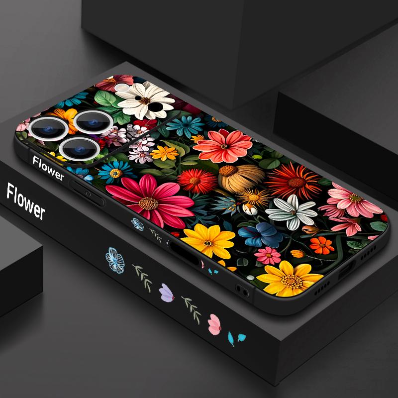 Colorful Flowers Pattern Lanyard Case For iPhone 17 Pro Max Funda iPhone 16 15 14 13 Pro Max 11 16E 17E Soft Silicone Cover