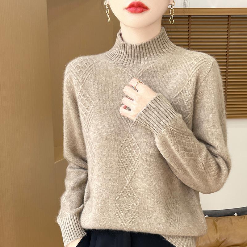 Suéter de cachemira para mujer Qinghe cachemira 30% cachemira 70% lana jersey de otoño e invierno cálido y a la moda