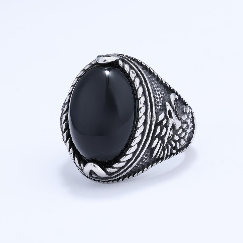

Кольцо из титановой стали с дизайном орла, с бирюзой и тигровым глазом, для мужчин и женщин, модная бижутерия No. 7