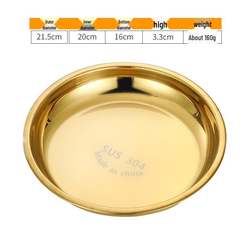 Piatto Basso in Acciaio Inossidabile 304 Placcato Oro – Piatto Tavola Rotondo Grande