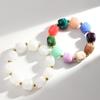 Acrylic BIg Irregular Square Beaded Bracelet for Women Simple Imitation Stone Strechy Bracelet Fashion Hand Jewelry Accessories