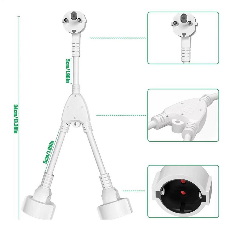 Extension Cord Short Splitter Energy Cord Adapters & Multi-Outlets For Kitchen RV TV Lamp Dryer Offices Bed Sofa Desk