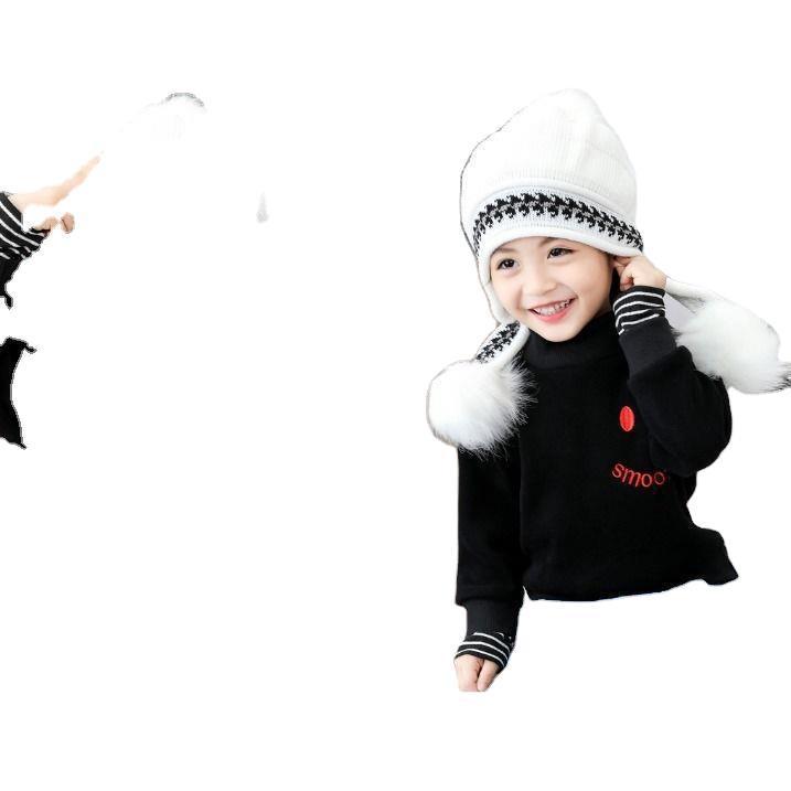 Parent-child children's hats winter cute girls' princess hats autumn and winter fleece warm knitted ear hats wool hats