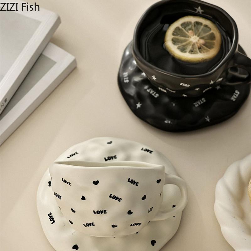 Leichte Luxus-Wassertasse Büro Keramiktasse Teetasse Nachmittagstee Latte Kaffeetasse Kreatives Zuhause Frühstück Milchtasse Trinkset