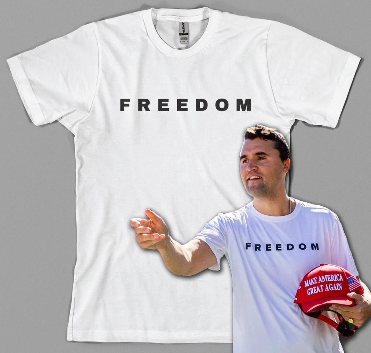 FREEDOM Charlie Kirk T Shirt tribute Christian america jesus god free speech NEW M