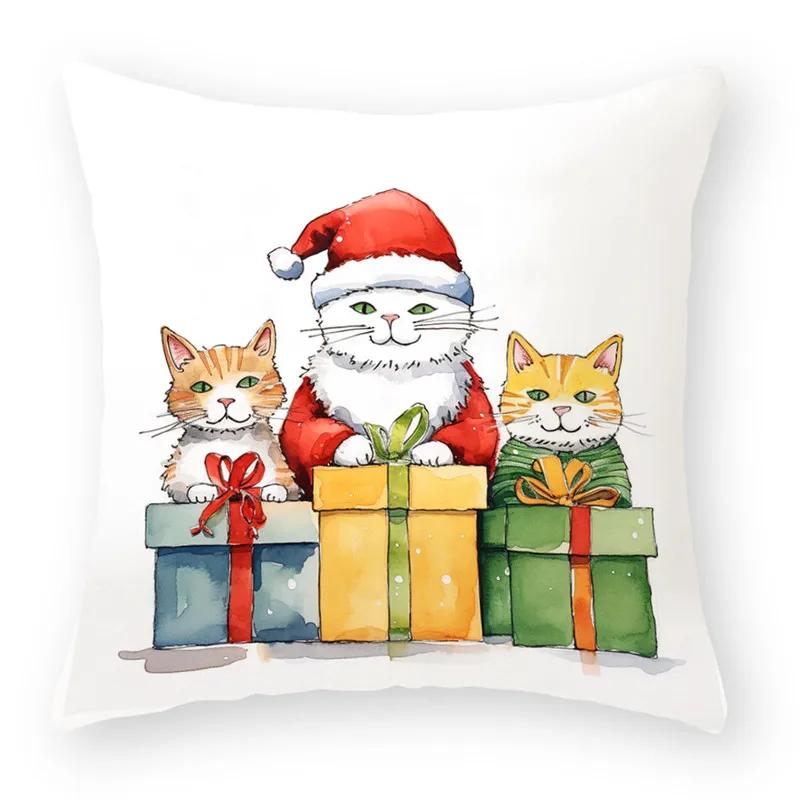Gnome Santa Cat Dog Animal Throw Pillow Cover With Short Plush Print For Living Room Sofa Decoration Cushion Cover Pillow Covers
