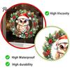 Indoor Winter Scene Decor Christmas Owl Wreath Static Window Cling, Holiday Glass Sticker, Clings No‑Glue Reusable Decal for Home Shop Festive