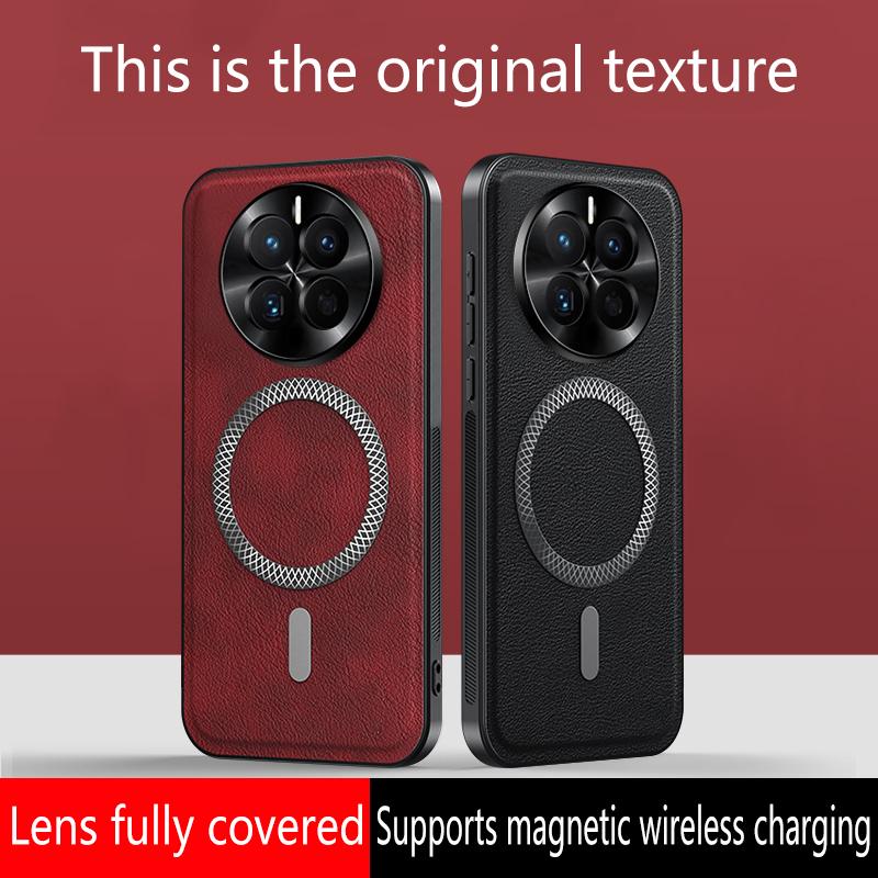 For Huawei Mate 50 Case Magnetic Elegant Leather Wear-Resistant Lens Fully Covered Non-Slip Grip Edge Cover Shell
