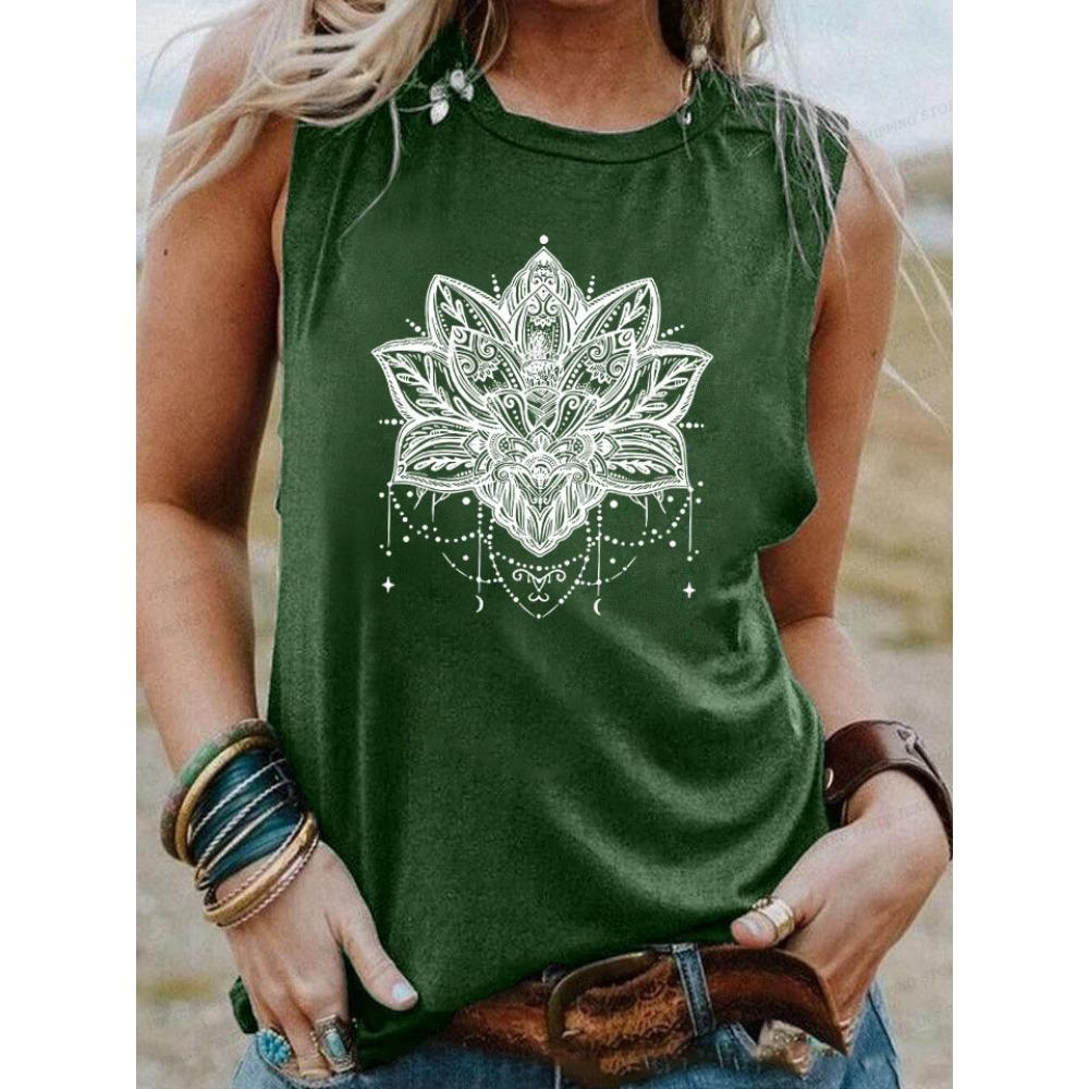 Vintage Tank Tops Women Fashion Sleeveless Letter Vest Girls Casual Floral Tanks Tops Crew Neck Tops Womens Clothing Tattoo