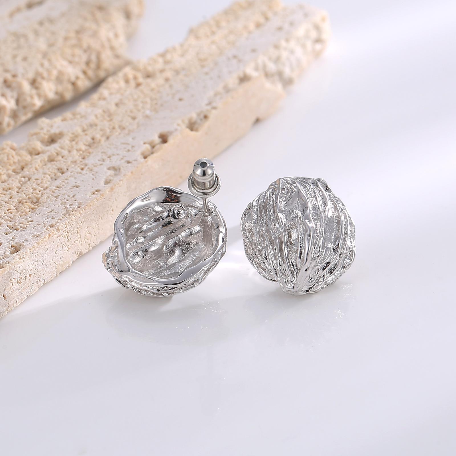 

Модные универсальные серьги OL commuter, нишевые серьги с иглами из серебра 925 пробы с индивидуальной текстурой ореха