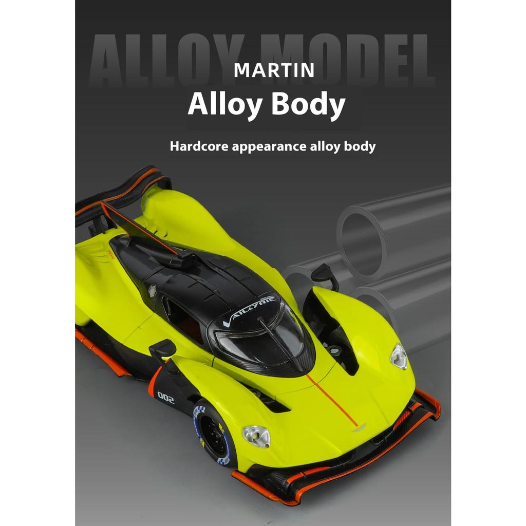 1/24 Martin Valkyrie Model Toy Cars Alloy Diecast Sound Light Doors Opened Pull Back Shock Absorption Toy Vehicles Kids Gifts