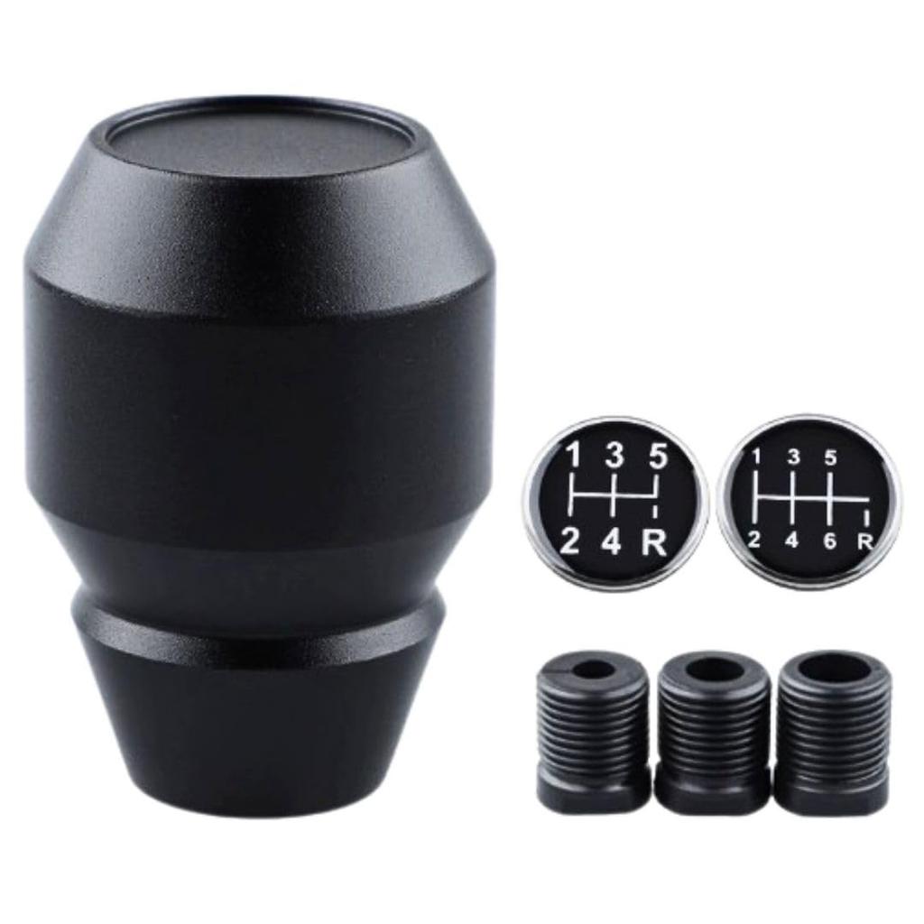 Solvanta Universal Aluminum Shift Adapter 5cm Diameter x 7cm Height Knob, M8/M10/M12 Compatible, 5-Speed/6-Speed Compatible, Black,