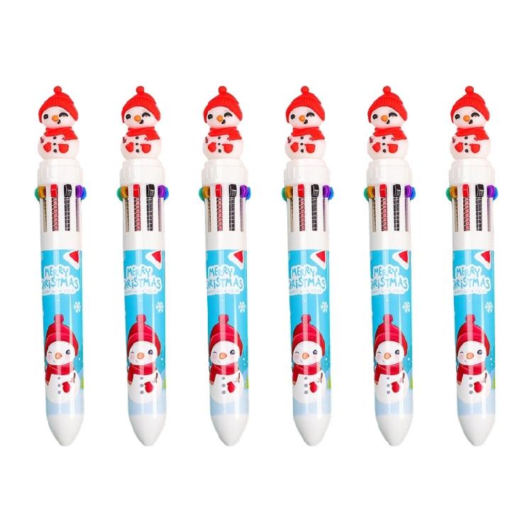 6 Pcs Shuttle Pen Multicolored Pen Cartoon Christmas Ballpoint Pen Writing Tool 10 in 1 Retractable Ballpoint Pen