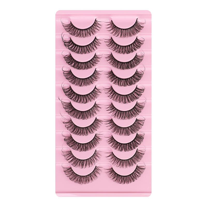 Curled Multi-layer European and American Imitation Mink Eyelashes 10 Pairs of False Eyelashes