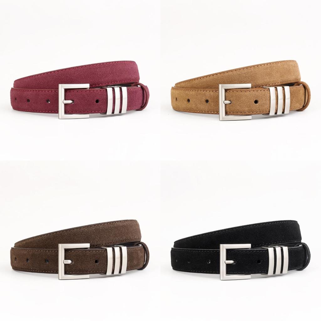 Genuine Leather Womens Belt With Silver Pin Buckle For Office Wear And Fashion