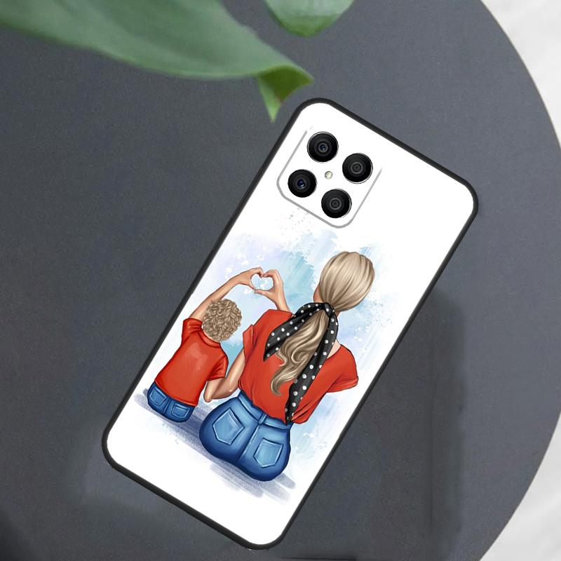 Black Brown Hair Baby Mom Girl Son For Honor Magic 7 Lite 6 5 8 Pro Case For Honor 200 400 70 90 X8c X8b X9a X9b X9c X9d Win RT