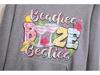 2025 Women's Fleece Crew Neck Sweatshirt with Printed Letter, Kangaroo Pocket, and Long Sleeves