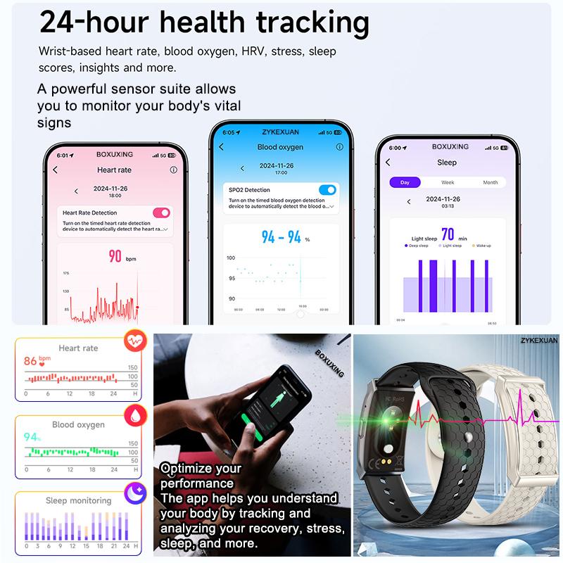 New No Screen Smart Watch Men Woman Sports Outdoors Fitness Heart Rate Monitor IP68 Waterproof Call Reminder Smart Wristband