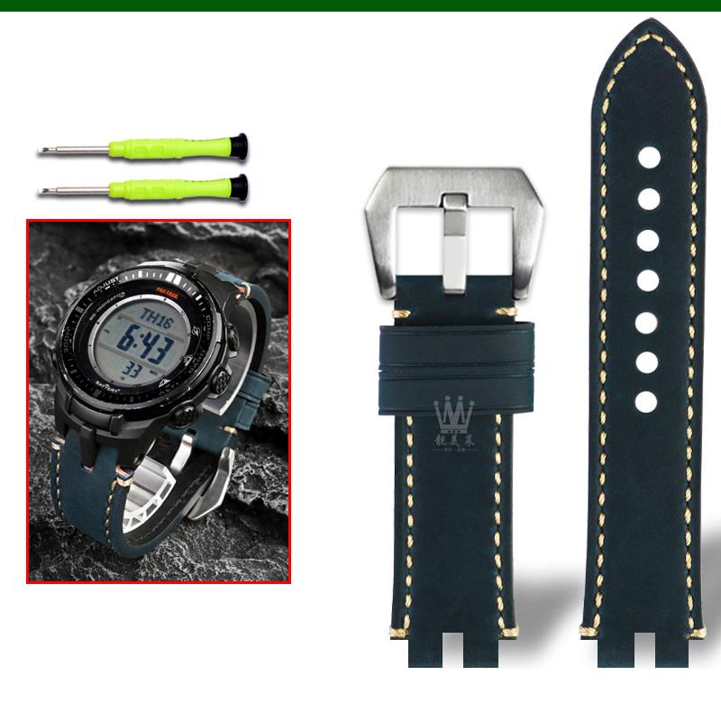 Classic Retro scrub Genuine Calfskin Watchband For Casio ProTrek PRW3000/3100/6000/6100Y PRG300 Series Bracelet Watch Accessories