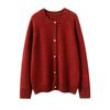Women's Cashmere Cardigan: Thick, Round Neck, Raglan Sleeves, Versatile Knit for Autumn/Winter.