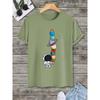 Neues Herren Cartoon Astronaut und Planet Print T-Shirt Bestseller Baumwolle Kurzarm Top Taschenversand