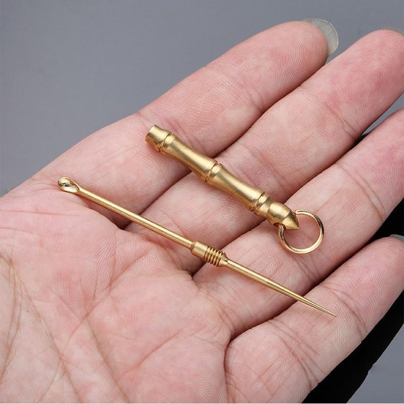 Brass Ear Spoon Keychain, Ear Digging, Ear Picking, Ear Rake Tool, Keychain Pendant, Bamboo Single and Double Use